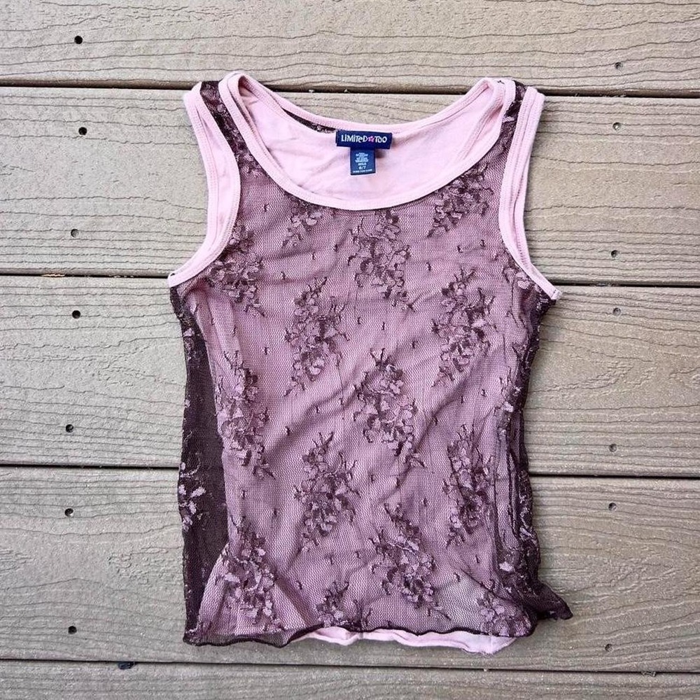 Y2K Limited Too Pink & Brown Lace Top Girls Size 6/7